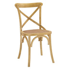 Cross-Back Dining Chair with Rattan Seat