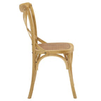 Cross-Back Dining Chair with Rattan Seat