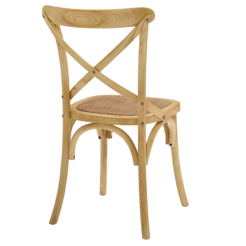 Cross-Back Dining Chair with Rattan Seat