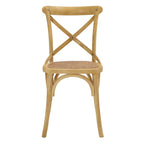 Cross-Back Dining Chair with Rattan Seat