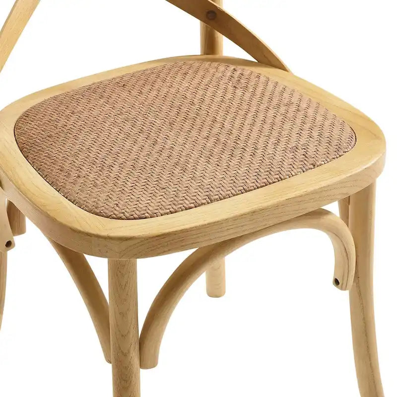 Cross-Back Dining Chair with Rattan Seat