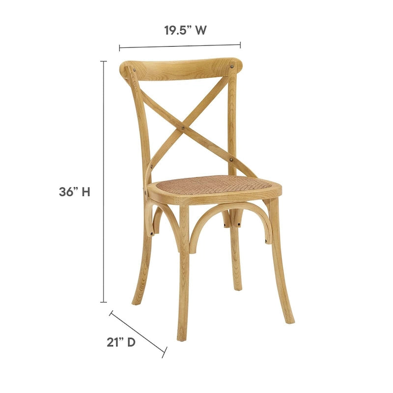 Cross-Back Dining Chair with Rattan Seat