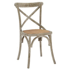 Cross-Back Dining Chair with Rattan Seat