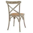 Cross-Back Dining Chair with Rattan Seat