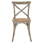 Cross-Back Dining Chair with Rattan Seat