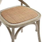 Cross-Back Dining Chair with Rattan Seat