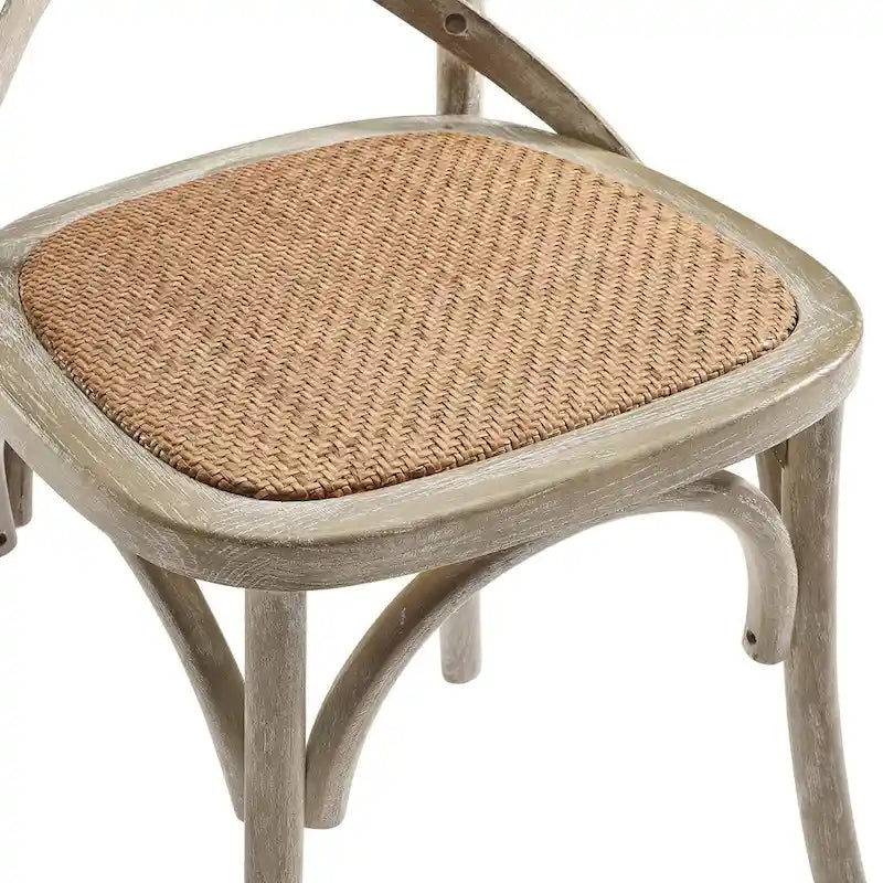 Cross-Back Dining Chair with Rattan Seat
