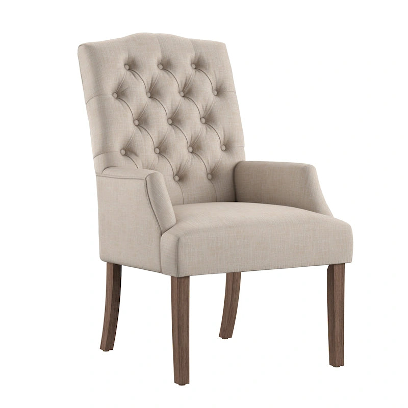 Tufted Upholstered Dining Arm Chair