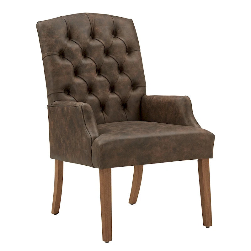 Tufted Upholstered Dining Arm Chair