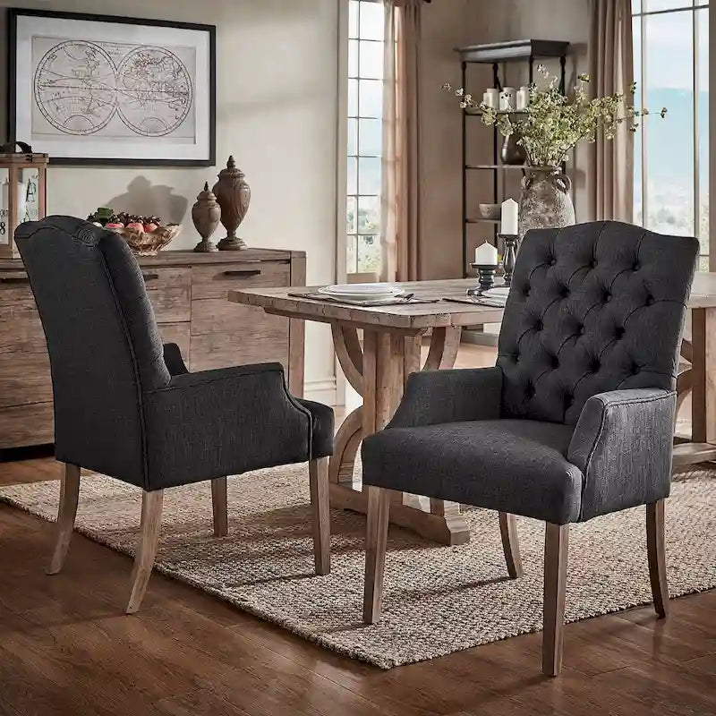 Tufted Upholstered Dining Arm Chair