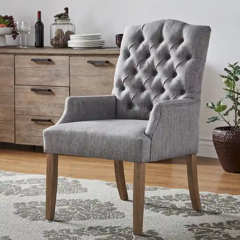 Tufted Upholstered Dining Arm Chair
