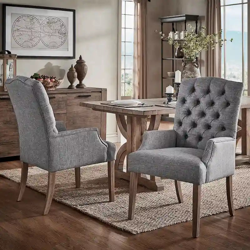 Tufted Upholstered Dining Arm Chair