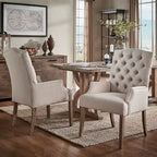 Tufted Upholstered Dining Arm Chair