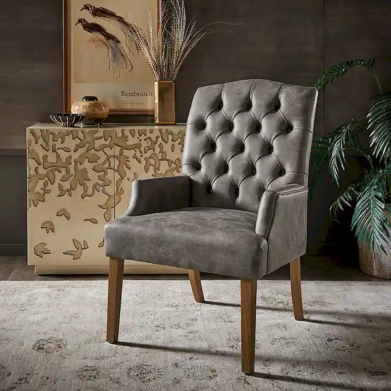 Tufted Upholstered Dining Arm Chair