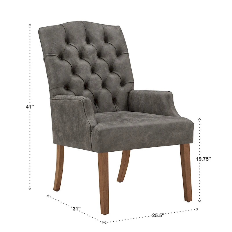 Tufted Upholstered Dining Arm Chair