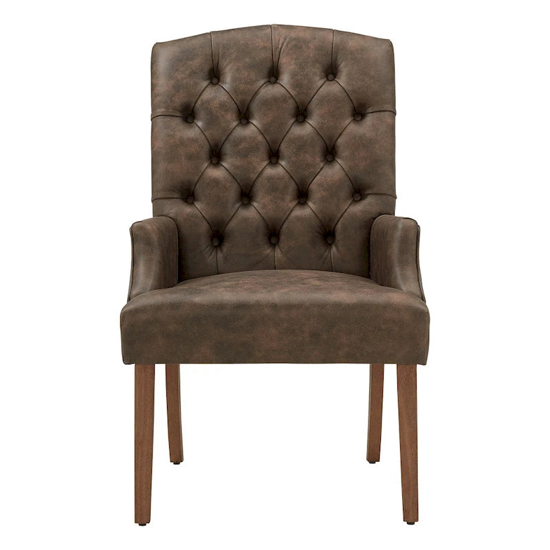 Tufted Upholstered Dining Arm Chair