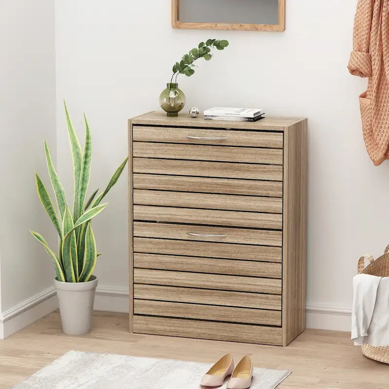 Meuble à chaussures à deux tiroirs avec rangement escamotable