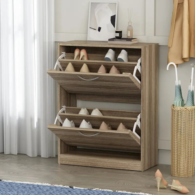 Meuble à chaussures à deux tiroirs avec rangement escamotable