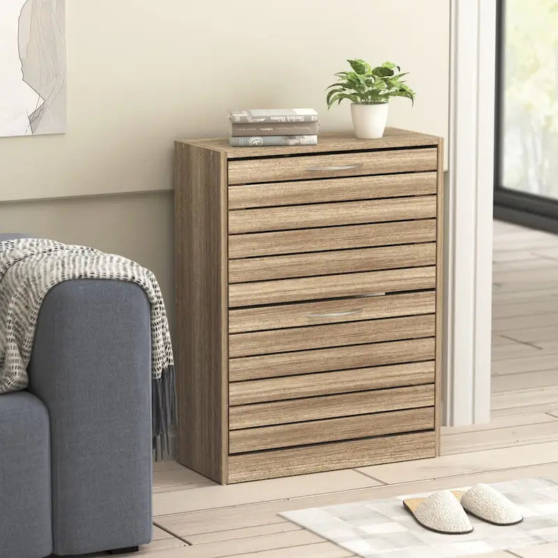Meuble à chaussures à deux tiroirs avec rangement escamotable