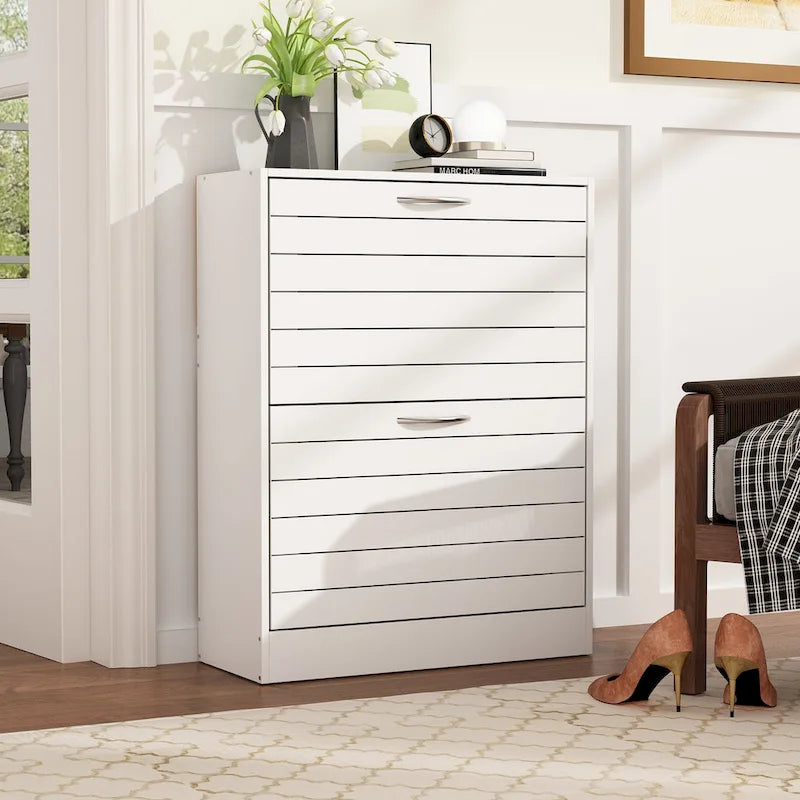 Meuble à chaussures à deux tiroirs avec rangement escamotable