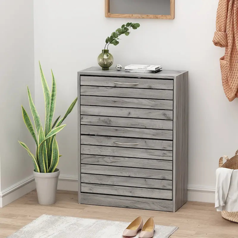 Meuble à chaussures à deux tiroirs avec rangement escamotable