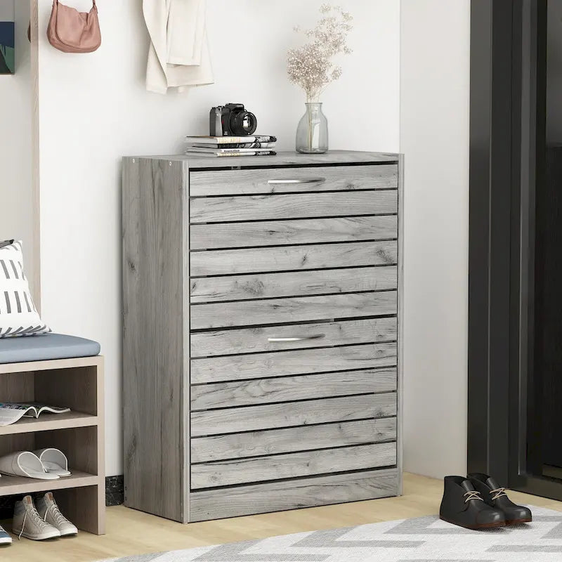 Meuble à chaussures à deux tiroirs avec rangement escamotable