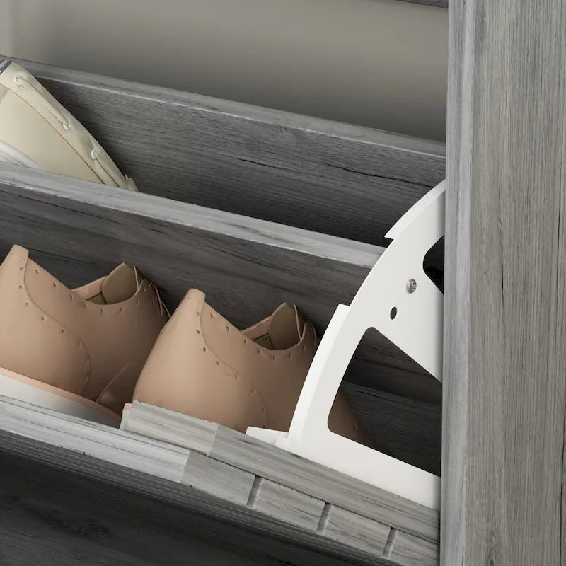 Meuble à chaussures à deux tiroirs avec rangement escamotable