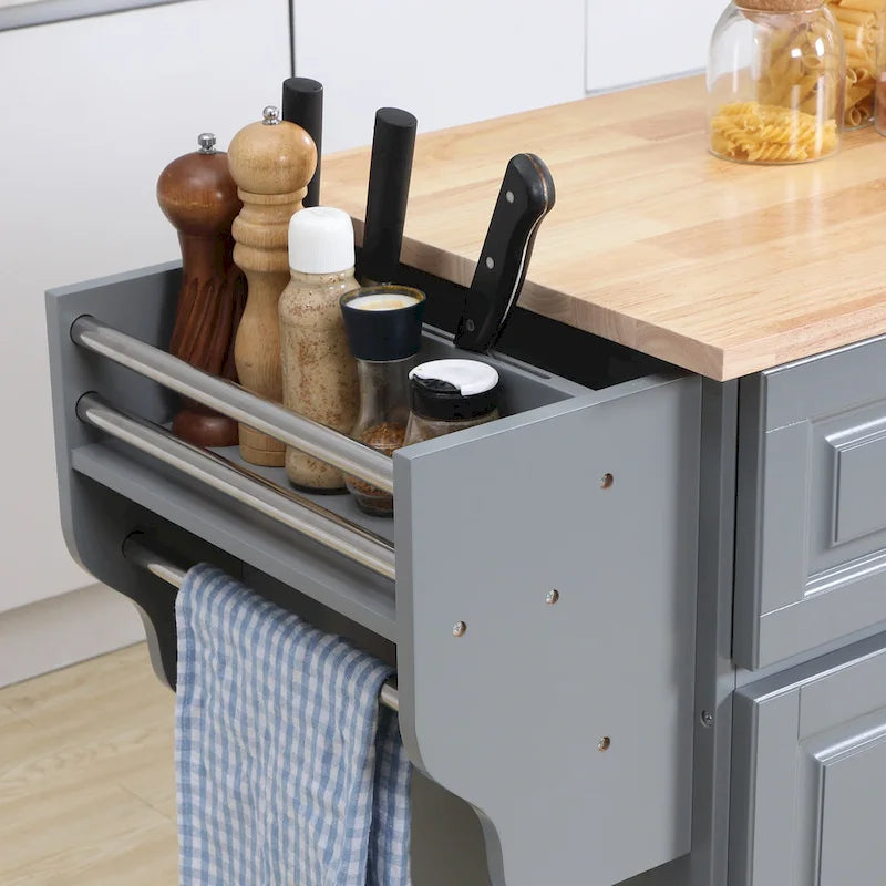 Isola da cucina grigio scuro con piano a ribalta e spazio contenitore