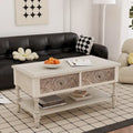 Table basse rectangulaire avec 2 tiroirs et étagère inférieure