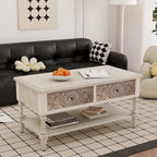 Table basse rectangulaire avec 2 tiroirs et étagère inférieure