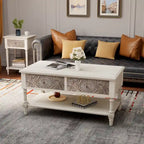 VENTOPYR Mid-Century Modern Rectangular Coffee Table with 2 Drawers and Shelf