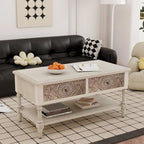 Table basse rectangulaire avec 2 tiroirs et étagère inférieure