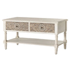 Table basse rectangulaire avec 2 tiroirs et étagère inférieure