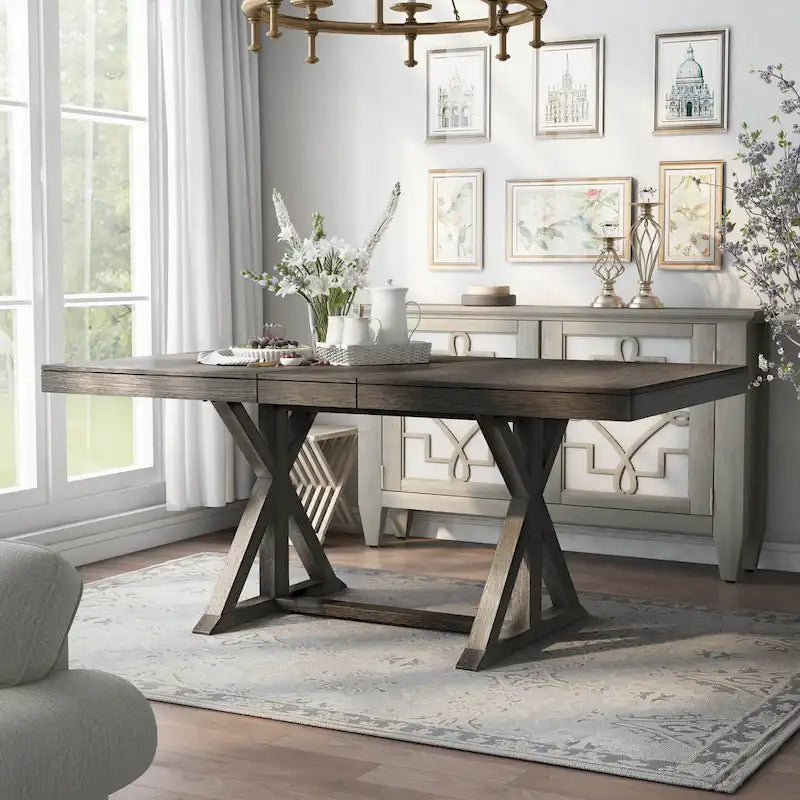 Carbon Loft Valjean Rustic Grey 78-inch Wood Wood Expandable Dining Table