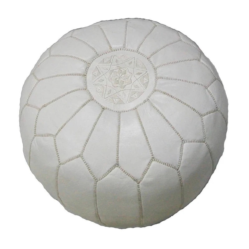 Handmade Contemporary Handmade Imported Genuine-leather Ottoman Pouf (Morocco)