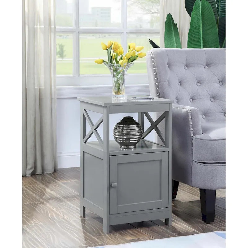 Convenience Concepts Oxford End Table with Storage Cabinet and Shelf