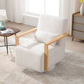 Boucle Upholstered Swivel Armchair with Pillow