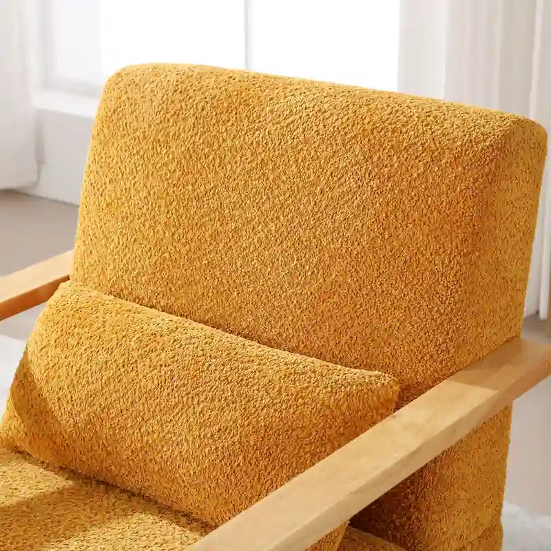 Boucle Upholstered Swivel Armchair with Pillow