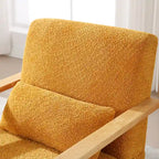 Boucle Upholstered Swivel Armchair with Pillow