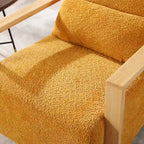 Boucle Upholstered Swivel Armchair with Pillow