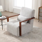 Boucle Upholstered Swivel Armchair with Pillow