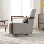 Boucle Upholstered Swivel Armchair with Pillow