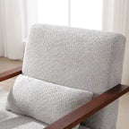 Boucle Upholstered Swivel Armchair with Pillow