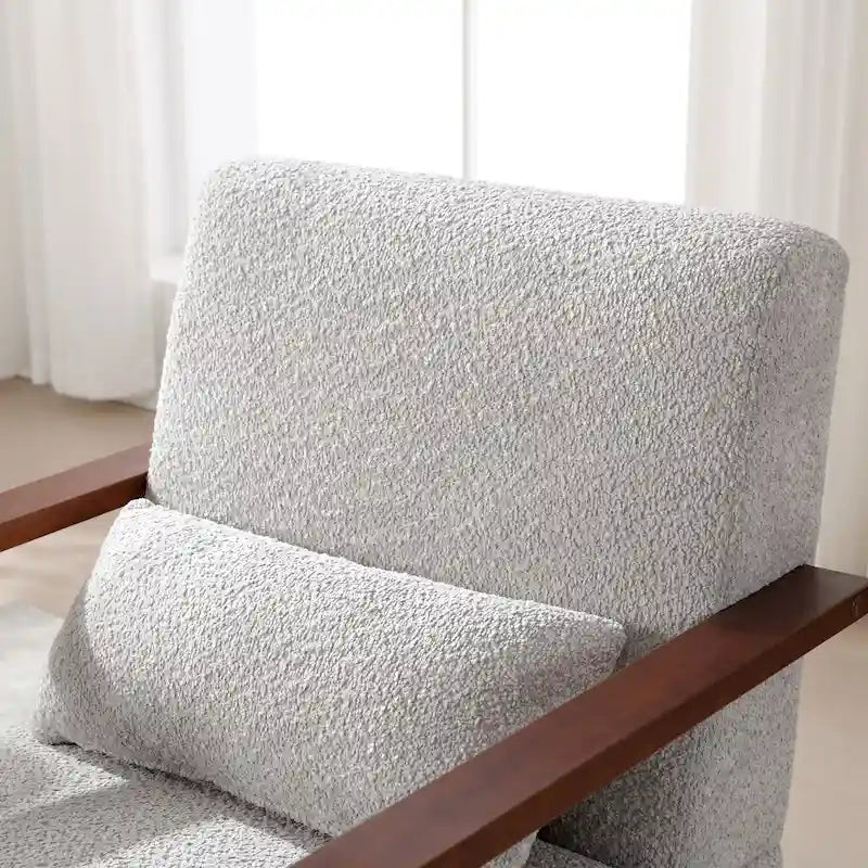 Boucle Upholstered Swivel Armchair with Pillow