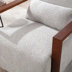 Boucle Upholstered Swivel Armchair with Pillow