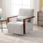 Boucle Upholstered Swivel Armchair with Pillow