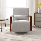 Boucle Upholstered Swivel Armchair with Pillow