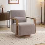 Boucle Upholstered Swivel Armchair with Pillow