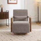 Boucle Upholstered Swivel Armchair with Pillow