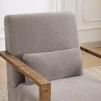 Boucle Upholstered Swivel Armchair with Pillow